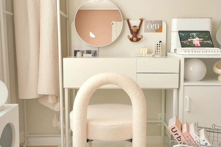 쿠폰가 104,405/ LUXE 콘솔 수납 화장대+거울 세트 800 2colors