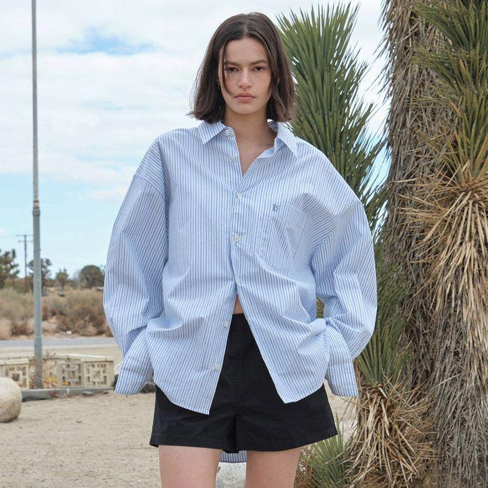 OVERSIZED Lc PATTERN SHIRT_WHITE STRIPE_LC251SH02WT