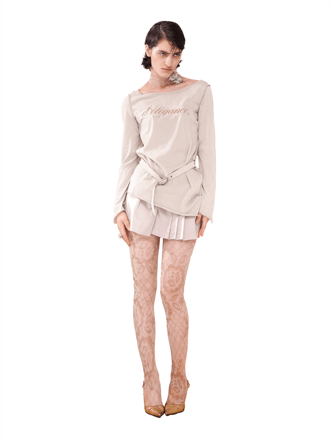 Glittered Belt Top (Beige)