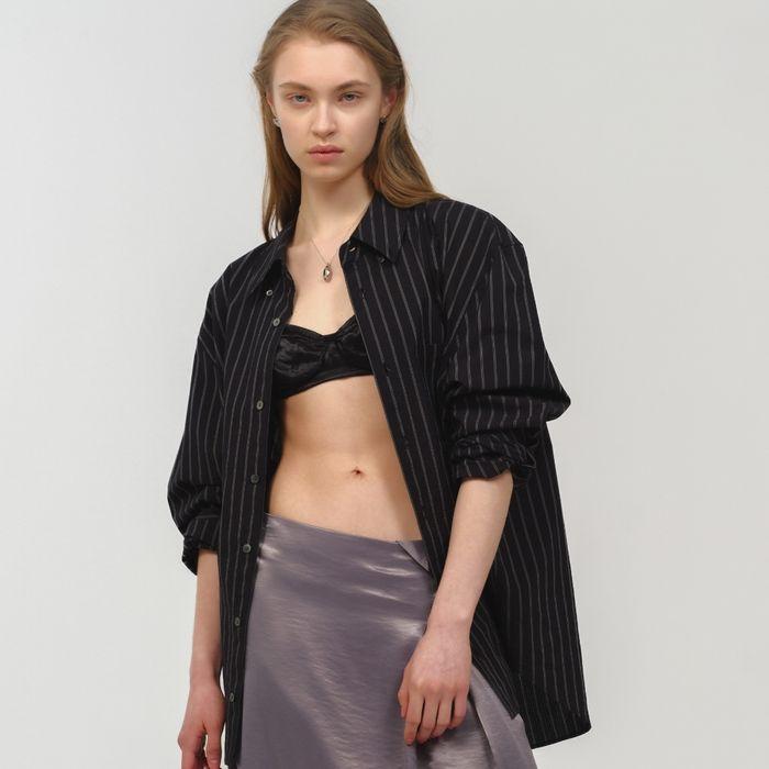 UNISEX, Quiet Stripe Shirt / Black