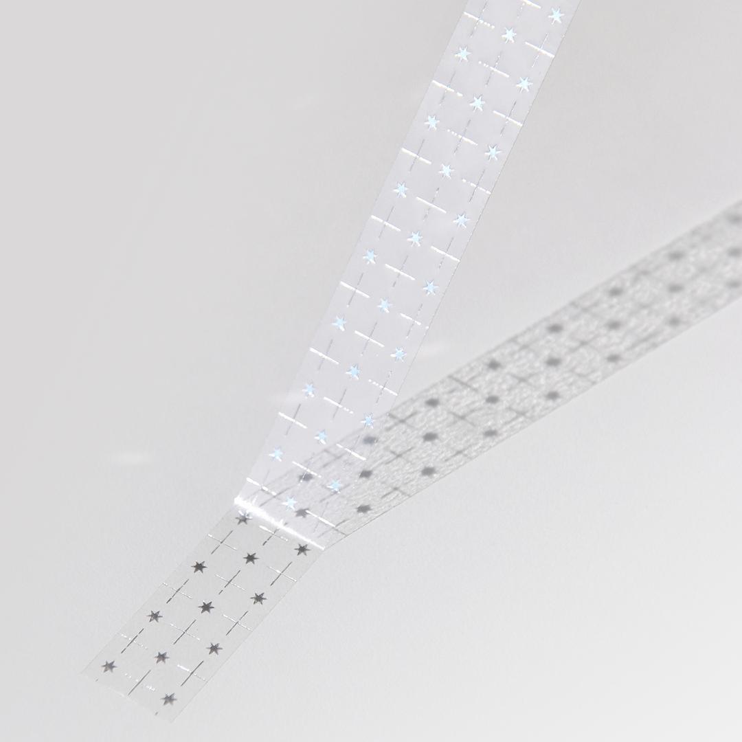 Starlit Grid Silver Foil Hand Cutting Clear Tape