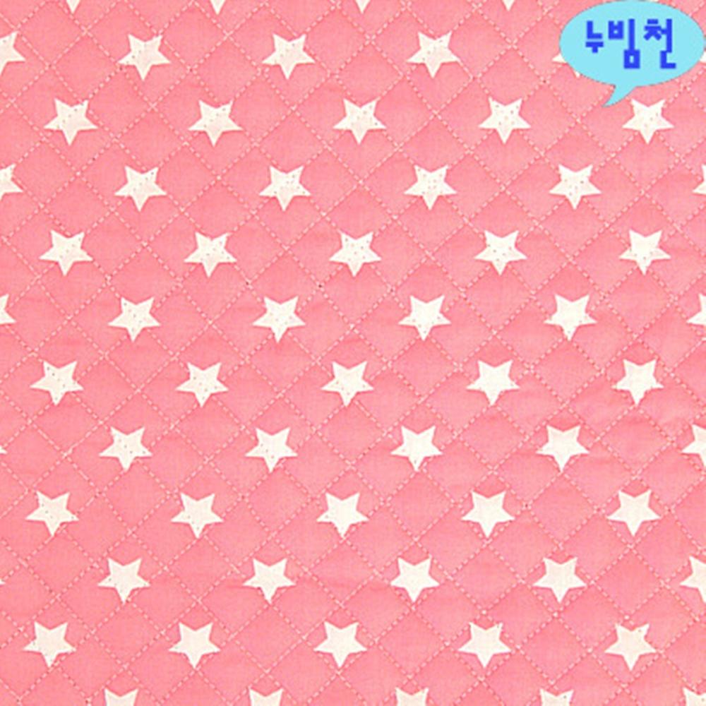 원단마트 면혼방원단 누빔천 별 핑크 3871