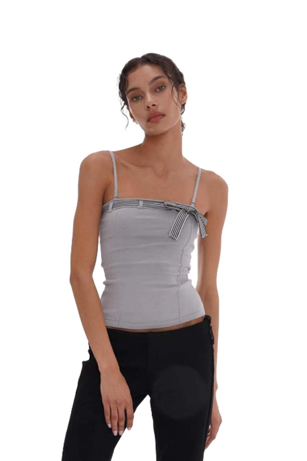 PARIS BOW DETAIL TUBE TOP - Grey / XS