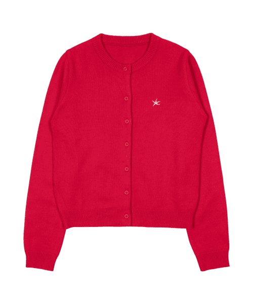 TCM mini logo knit cardigan (red)