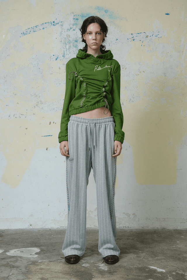 BASEBALL SHIRRING HOODIE (GREEN)