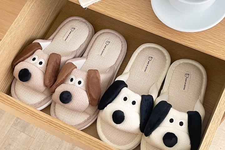 귀여운 강아지 실내화 거실화 여름 린넨 캐릭터 곰돌이 쿠션 슬리퍼 집들이선물