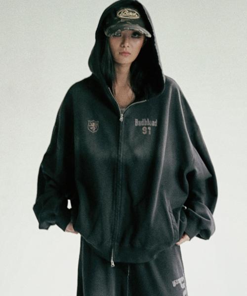 선 페이디드2 후드 집업 - 블랙