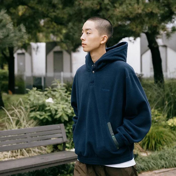 플리스 후드 - NAVY