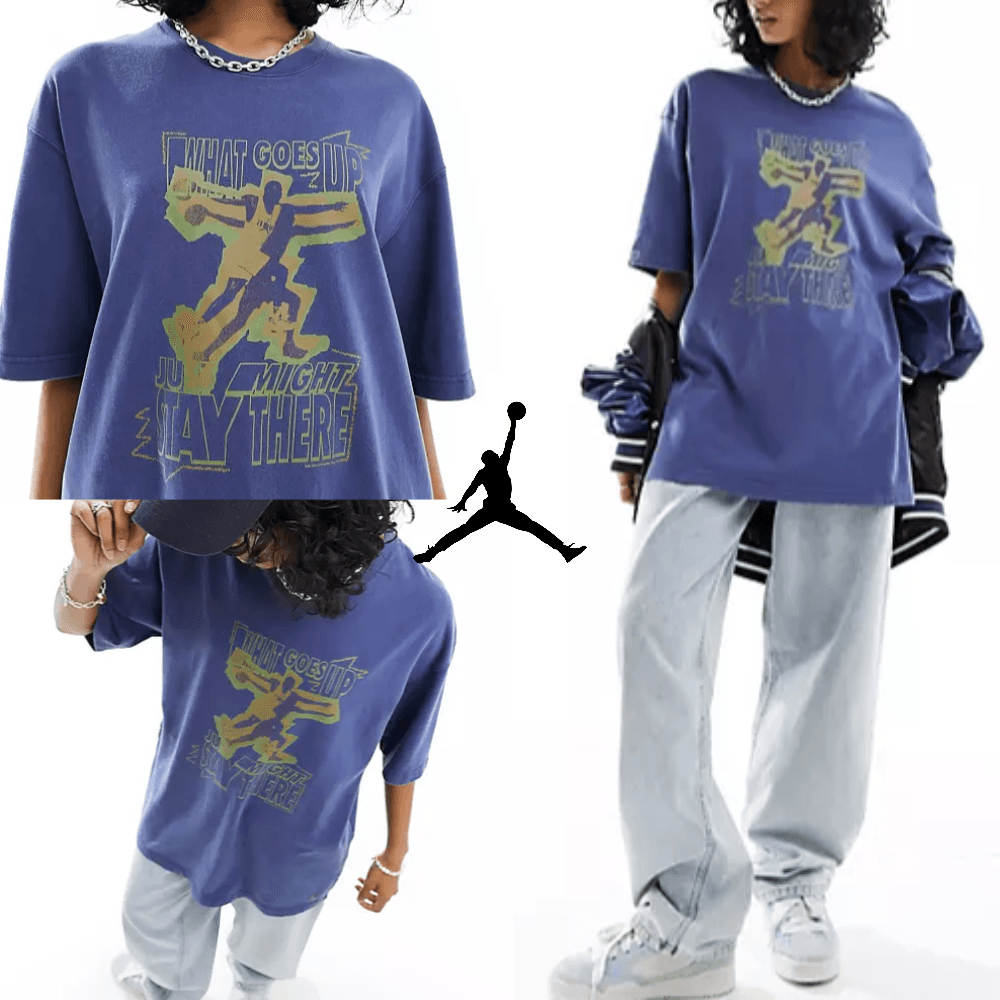 조던 오버핏 점프맨 로고 그래픽 반팔 티셔츠 스카이 퍼플