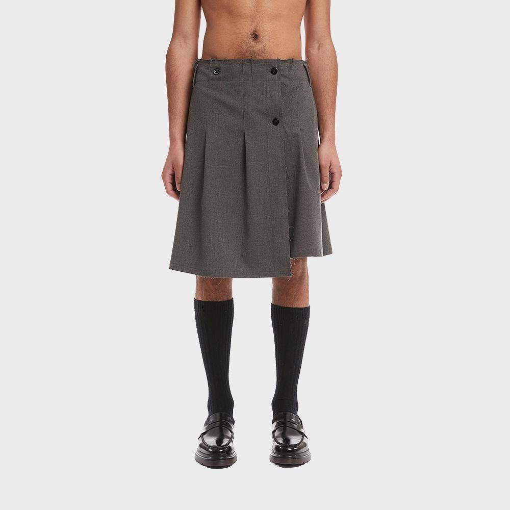 Grey Pleated Wrap Skirt