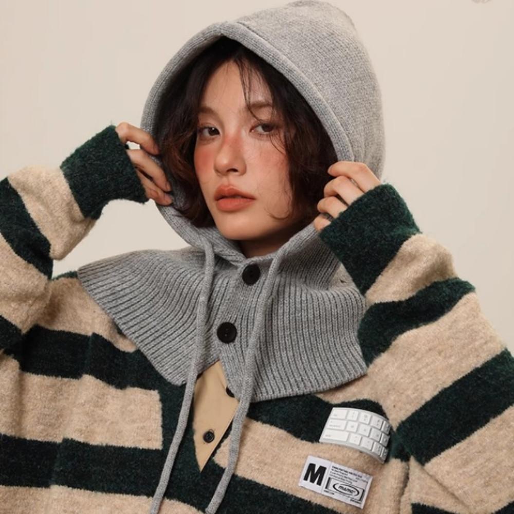 니트 여성 바라클라바 후드 넥워머