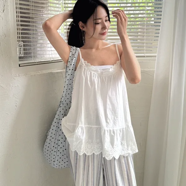[끈조절] 보헤미안 빈티지 스퀘어넥 무지 슬리브리스 여름 나시 #비치룩 #휴가룩 #여행룩