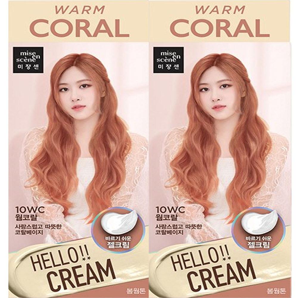 [신제품출시] 미쟝센 헬로크림 염색약 10WC 웜코랄 X2개 /젤크림 /봄웜톤 /인생컬러