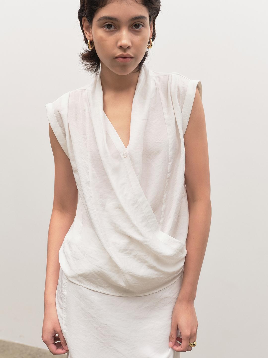 Smooth wrap blouse (아이보리)