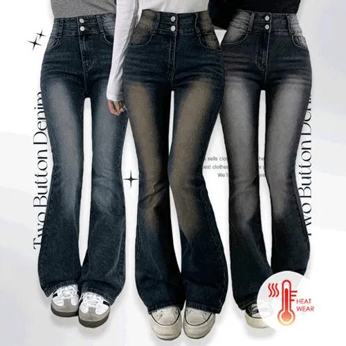 [기모ver입고(저렴이❌)/숏,기본,롱/골반패드] 뉴플앤 앰버니즈 겨울 발열 기모 본딩 골반볼륨 캣브러쉬 워싱 스판 청바지 몸매보정 하이웨스트 데님 부츠컷 팬츠