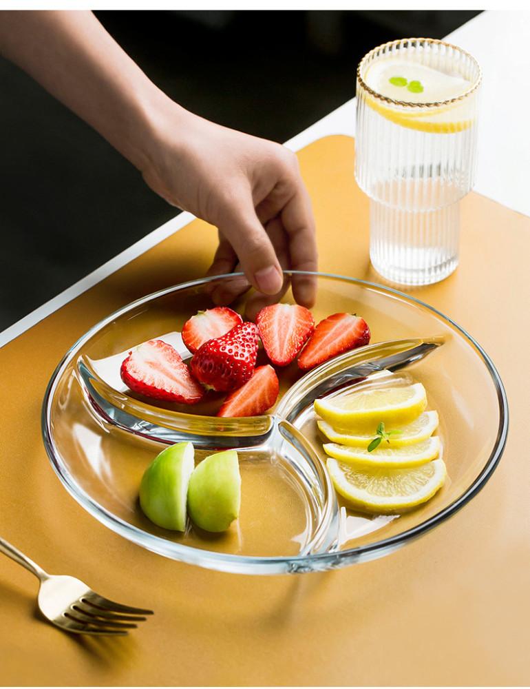 유리 나눔접시 강화유리 반찬 마른안주 분할 접시 그릇 다이어트식판