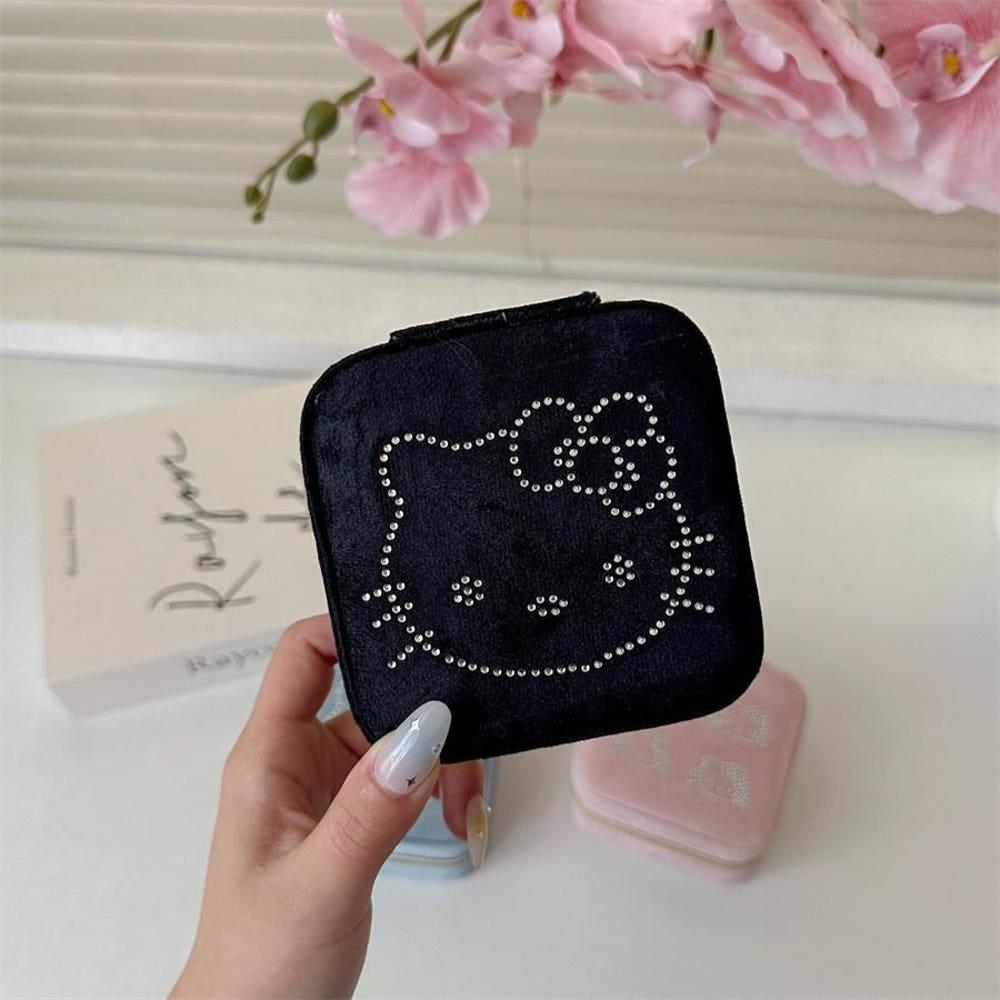 액세서리 보관함 케이스 미니 보석함 휴대용 여행용 액세서리 보관 파우치 헬로키티 벨벳