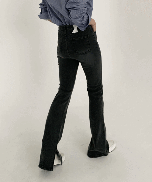 흑청 트임 부츠컷 롱 팬츠