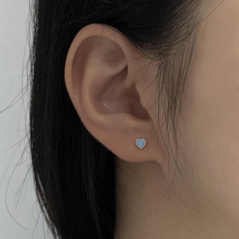 925 Opal miniheart piercing (single)