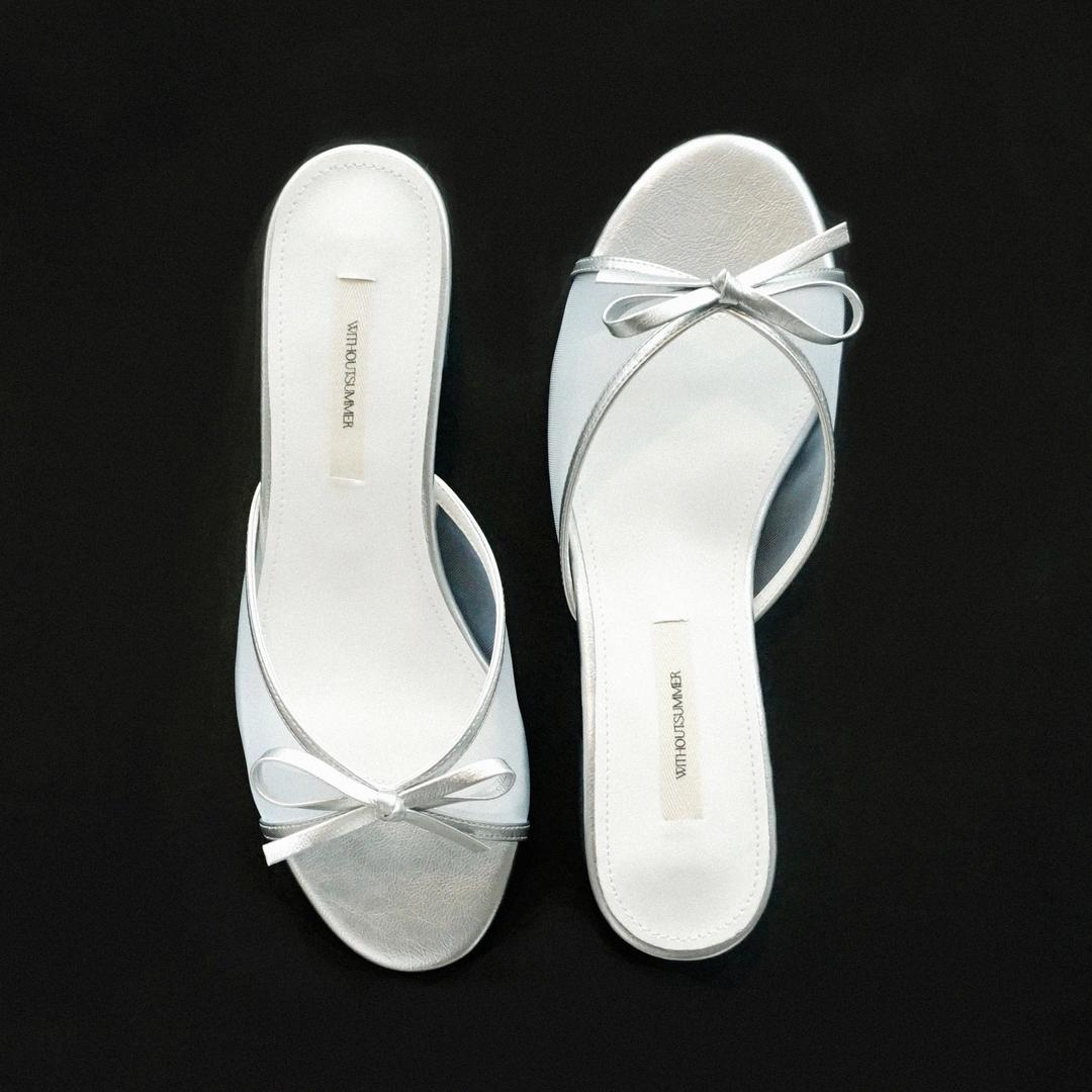 [7/23 예약 발송] Ribbon mesh mule_silver