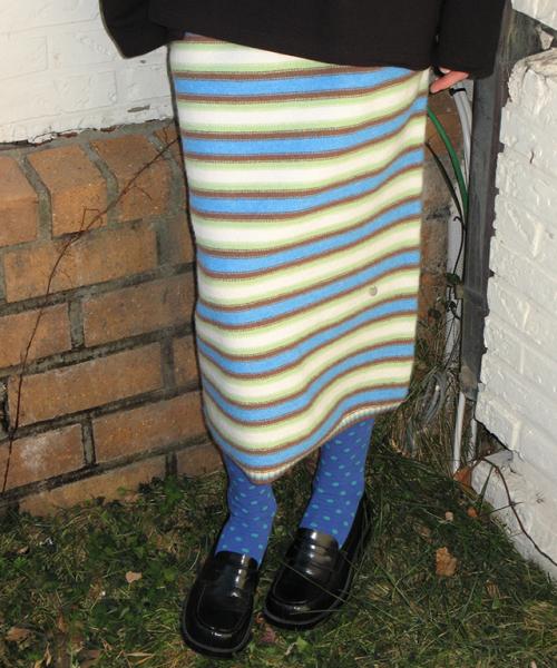MULTI CANDY KNIT BANDING SKIRT BLUE STRIPE