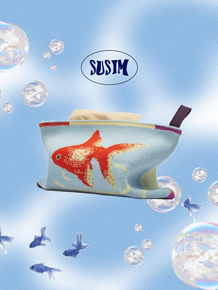 수심 Goldfish Tissue Pouch 물고기 휴지 케이스 티슈 금붕어 파우치 차량