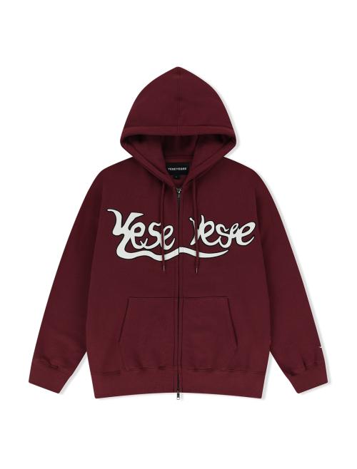 Y.E.S Snail Logo Zip-up Hoodie Burgundy