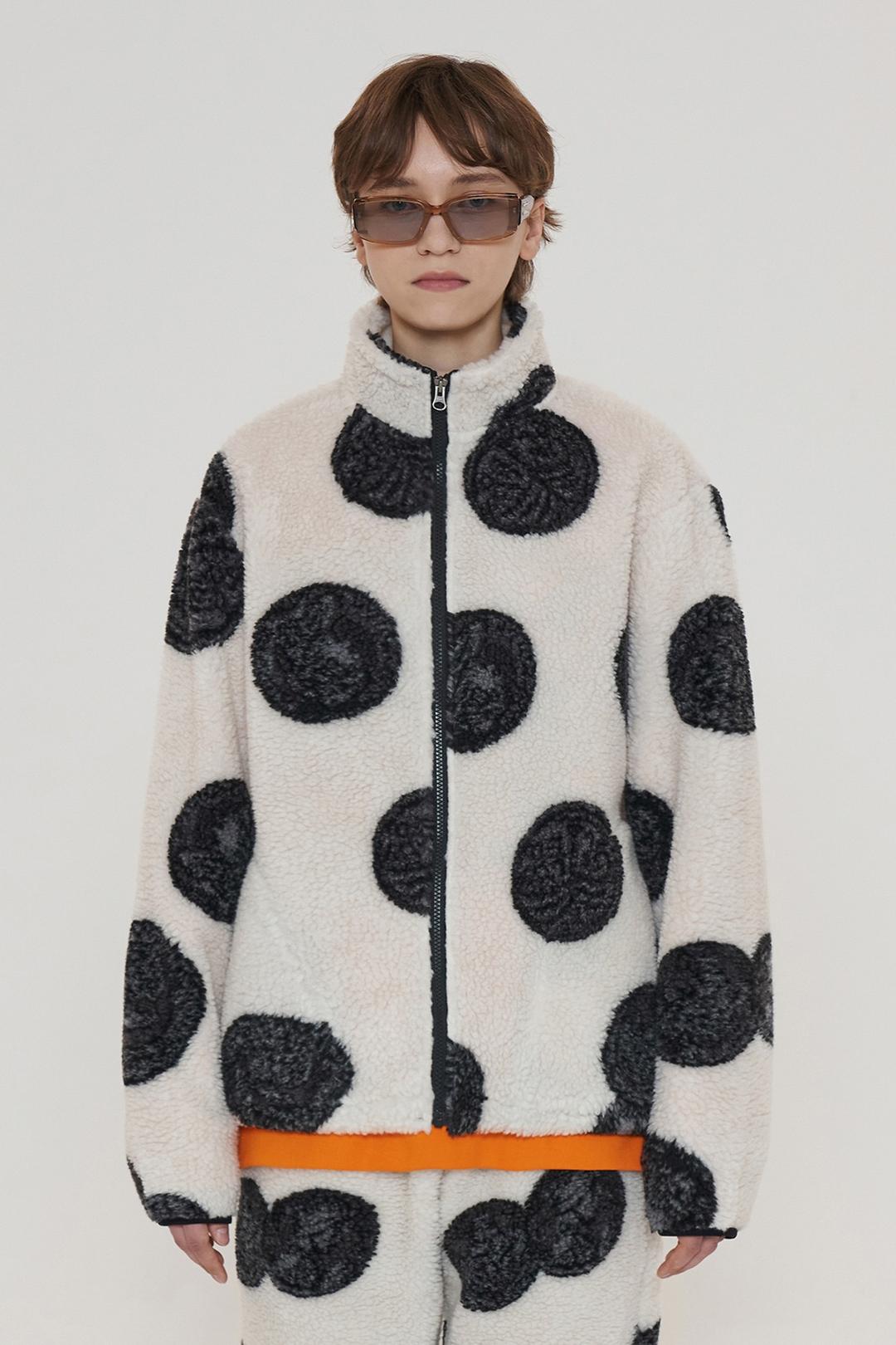 COIN JACQUARD FLEECE JACKET / IVORY