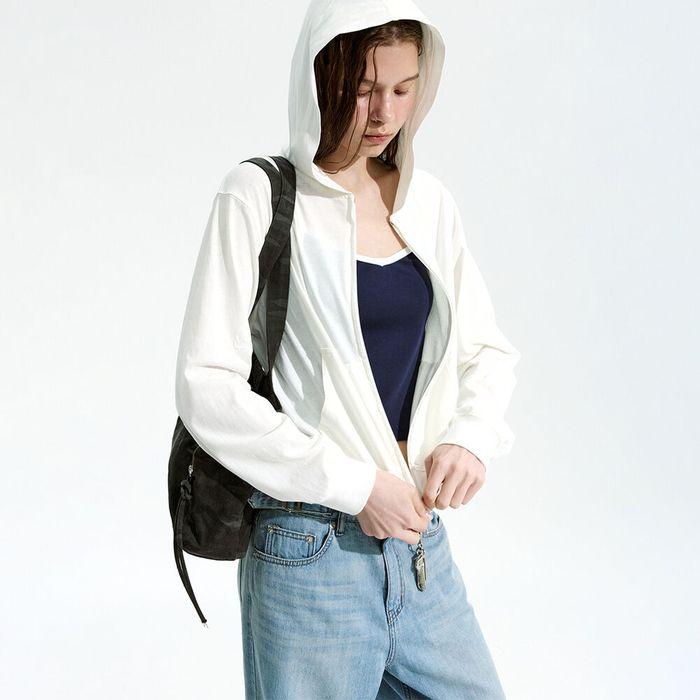 Lc SINGLE JERSEY ZIP-UP HOODIE_WHITE_LC252TS10WH