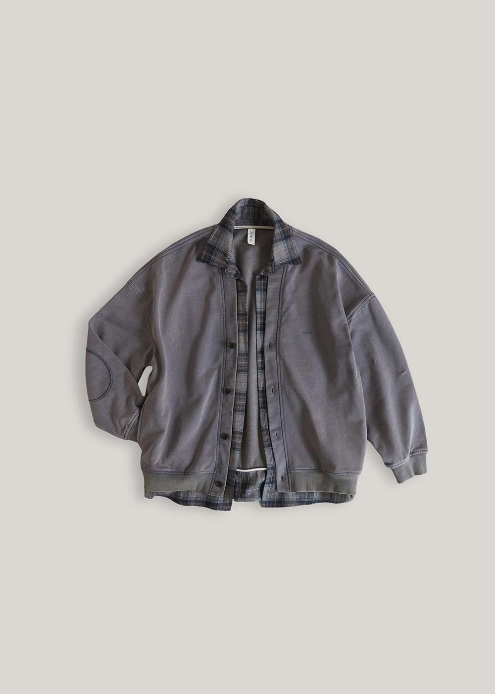 레이어드 셔츠 스웻 가디건_Blue