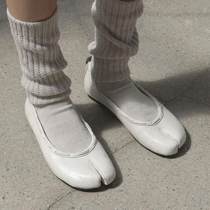 Leather String Flat / Vintage White