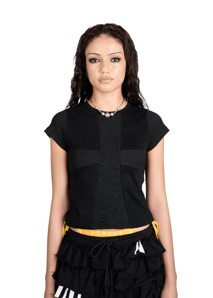 3 CUT SLIM T SHIRT IN BLACK