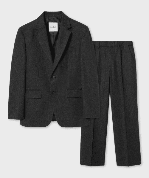 울 플란넬 세미 오버 핏 셋업 수트_DARK GREY