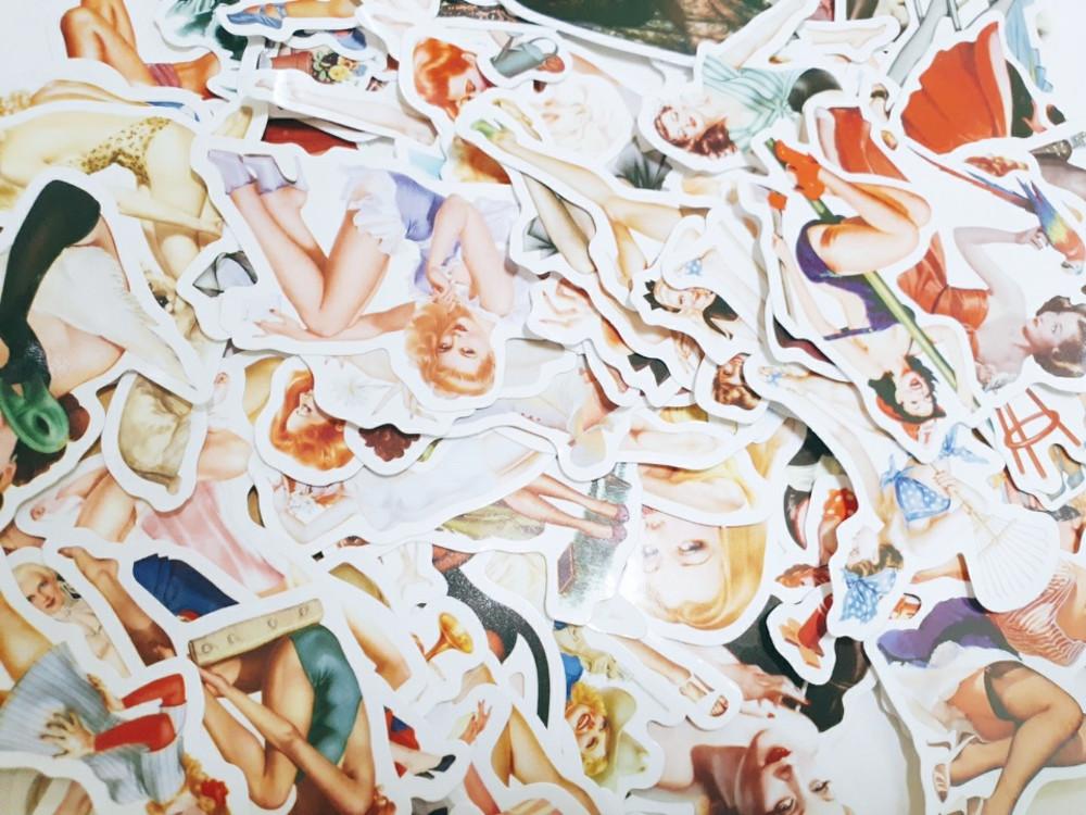 레트로 핀업걸 스티커 100개입 다꾸 용품