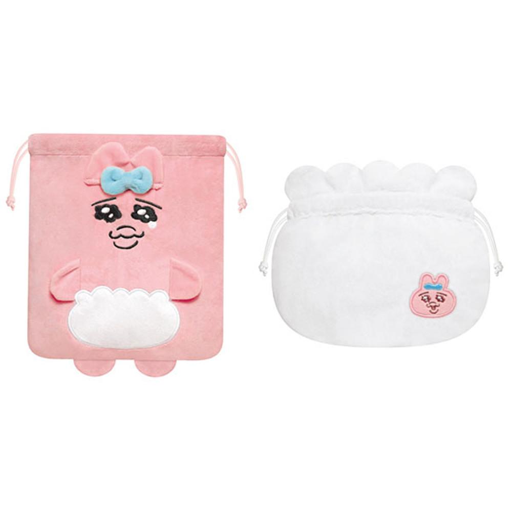 오빤쮸우사기 보들보들 조리개 스트링 파우치 2종 오판추우사기 음뽀챠무 다이컷 건착