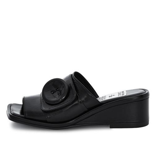 Open Toe Wedge Heel Slippers “BLACK COMBO”