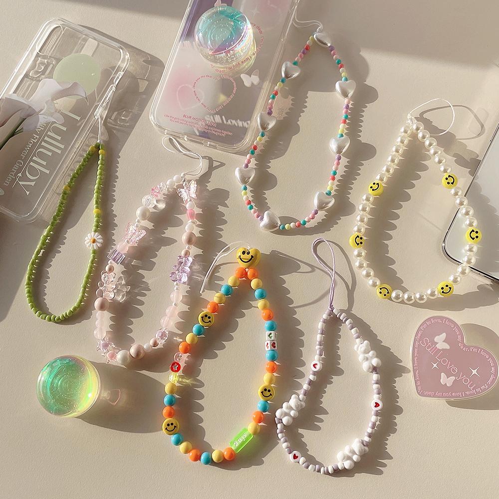 봄느낌 하이틴 팝 비즈 핸드폰 스트랩 키링