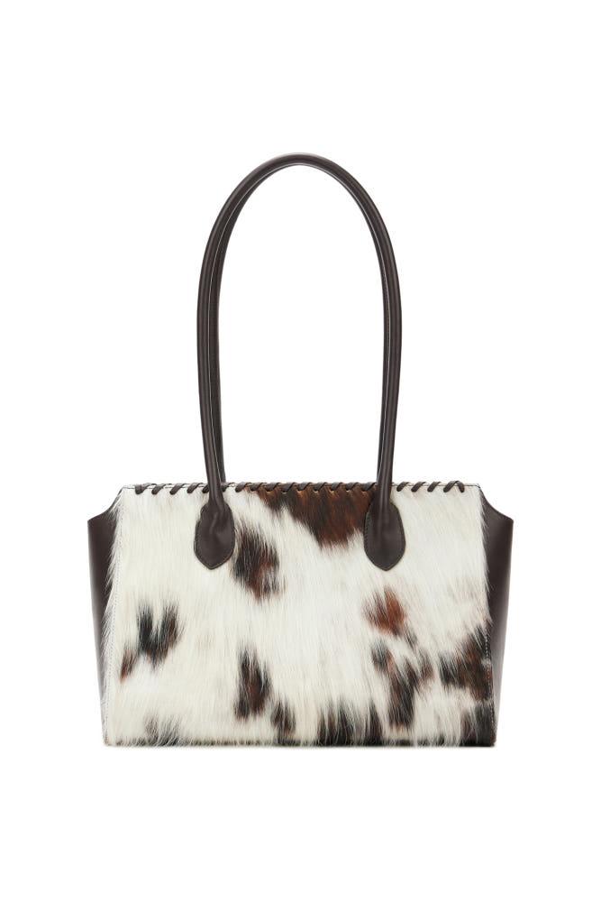 SOFT TOUCH MILK COW TOTE BAG IN BROWN