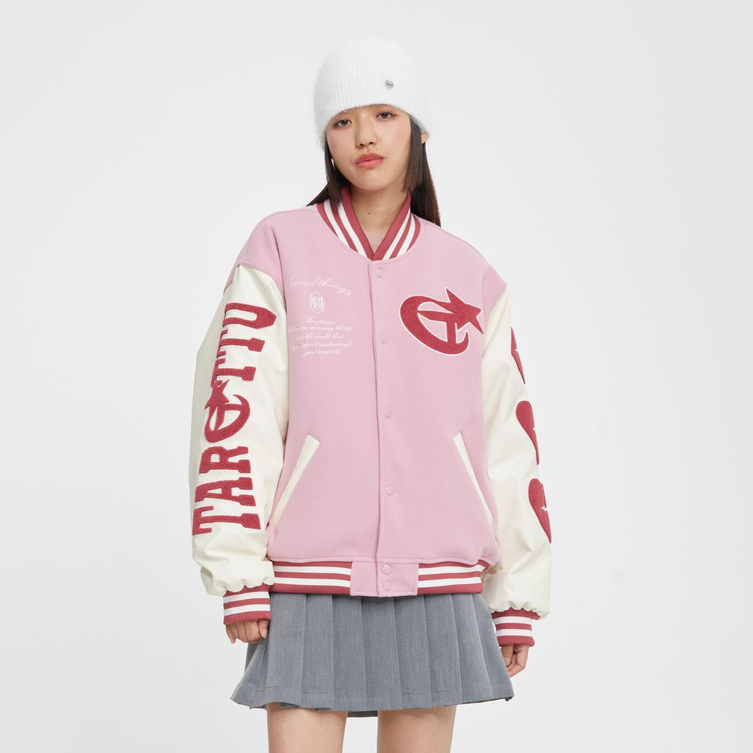 TRIPLE HEART VARSITY JACKET_PINK