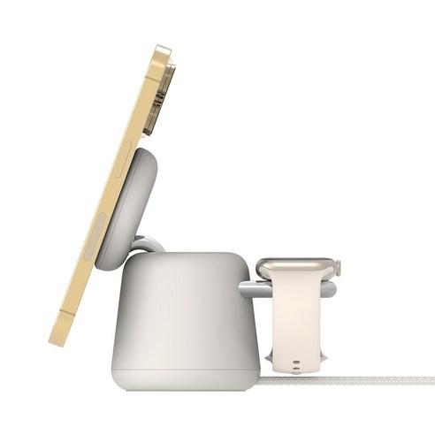 벨킨 부스트업 프로 맥세이프 15w 독 2in1 각도조절 무선 충전기, 샌드(WIZ020btH37), 1개