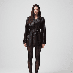 Leather trench coat_BLACK