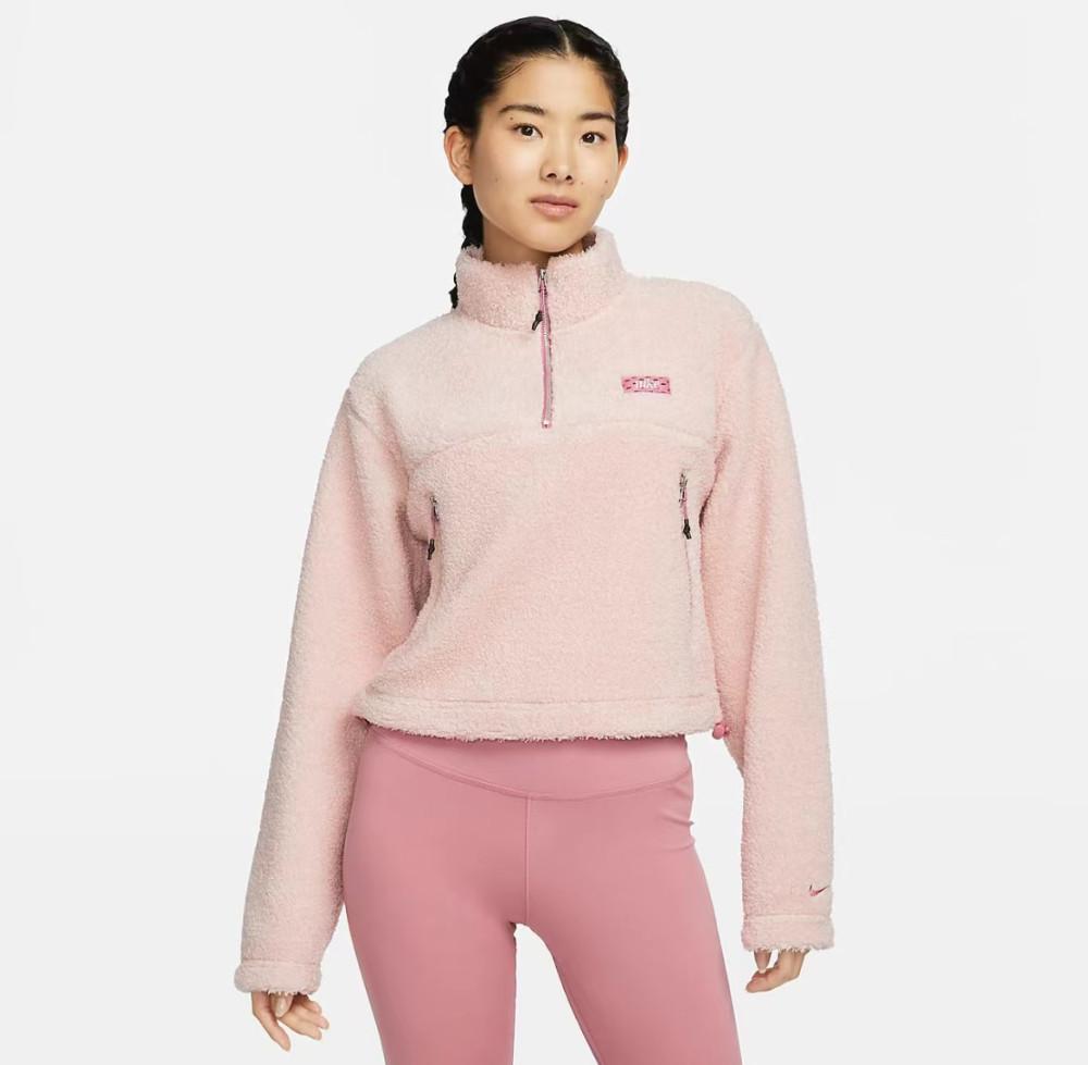 나이키 써마핏 소프트 양털 뽀글이 플리스 반집업 하프집 티셔츠 핑크 DQ6243-601