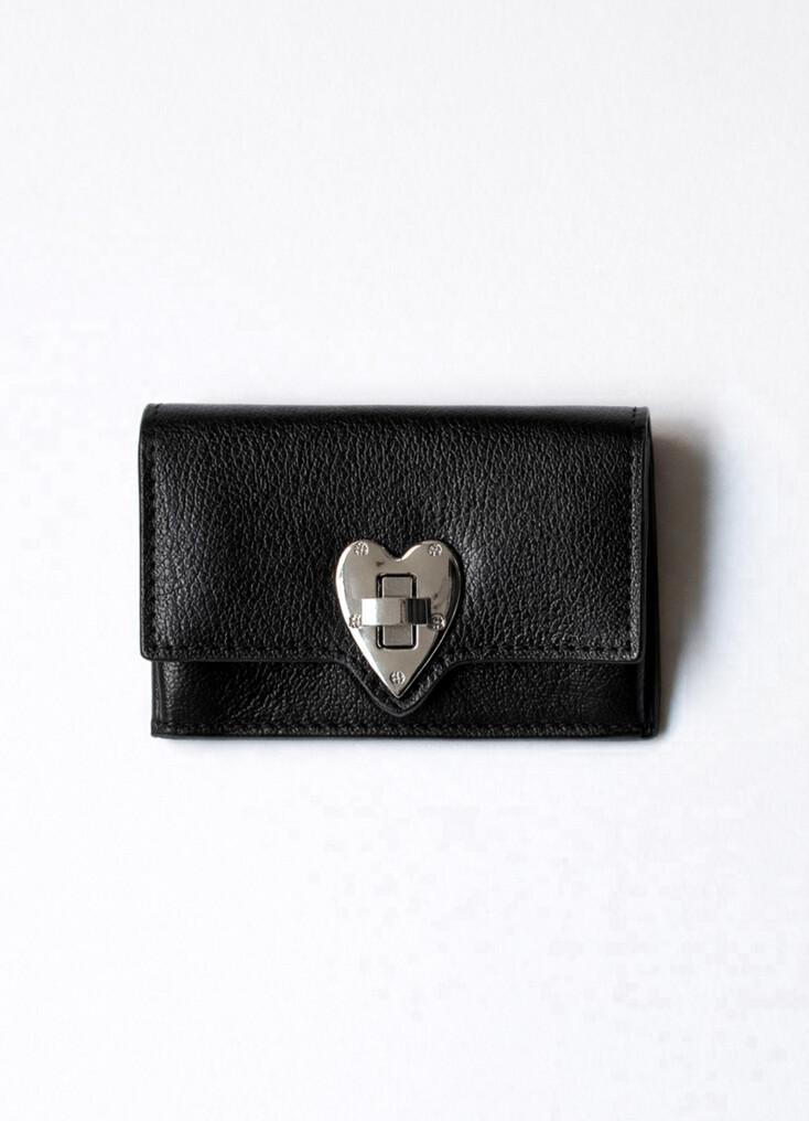 하트 빈티지 레더 월렛 - 블랙
