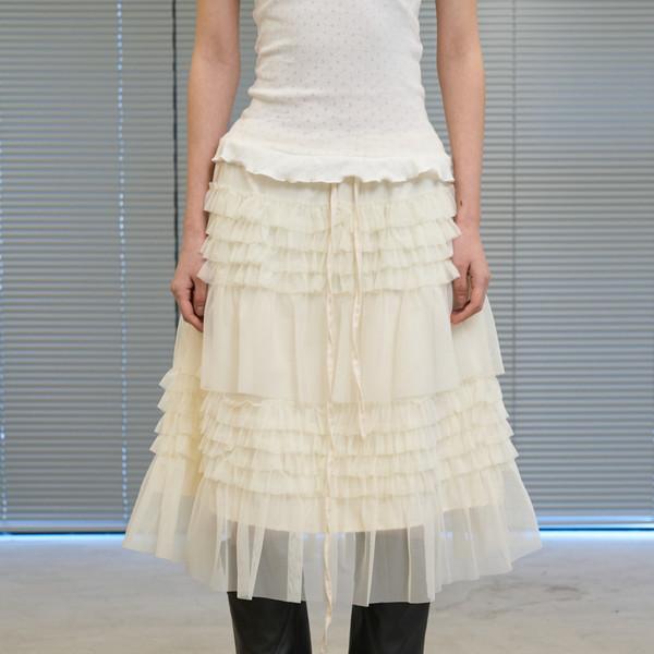[3/13 순차 출고] Multi-Tiered Ruffle Tulle Skirt (Ivory)