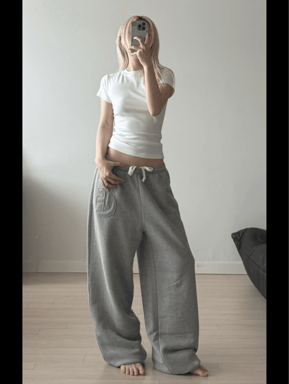 [ERTR] [프리오더] [NEEDLE 니들 X ERTR 콜라보 2차] Appliqué Jogger Pants (Grey)