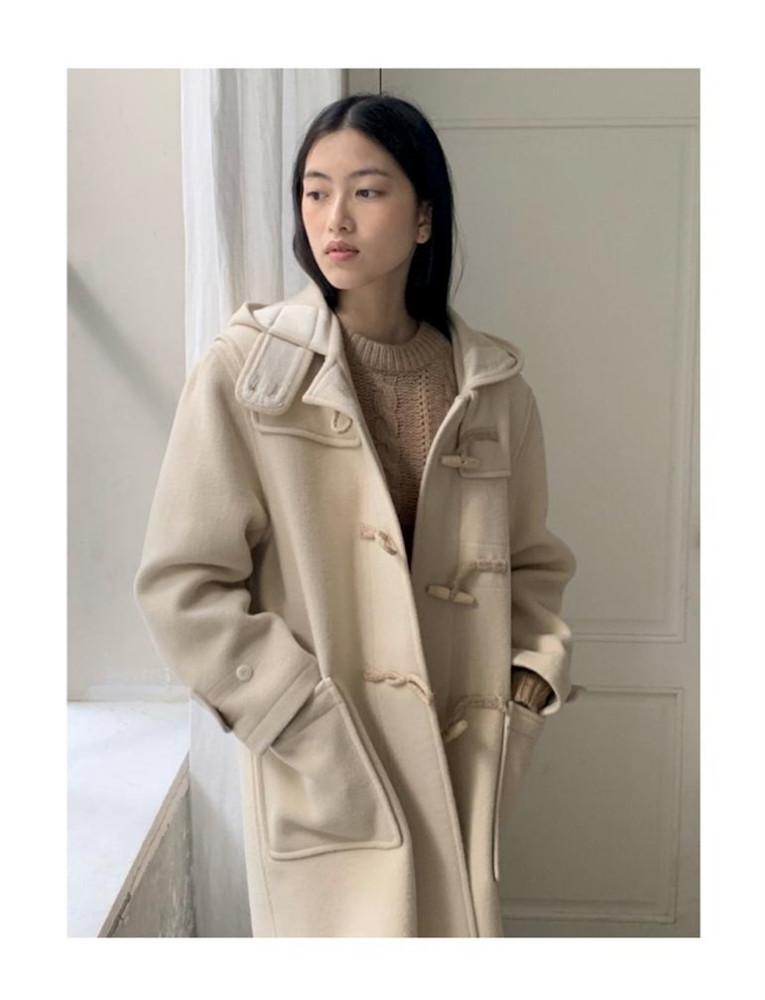 [쿠폰] Jinsim 진심 크렘 더플 후드 떡볶이 코트 (2colors)