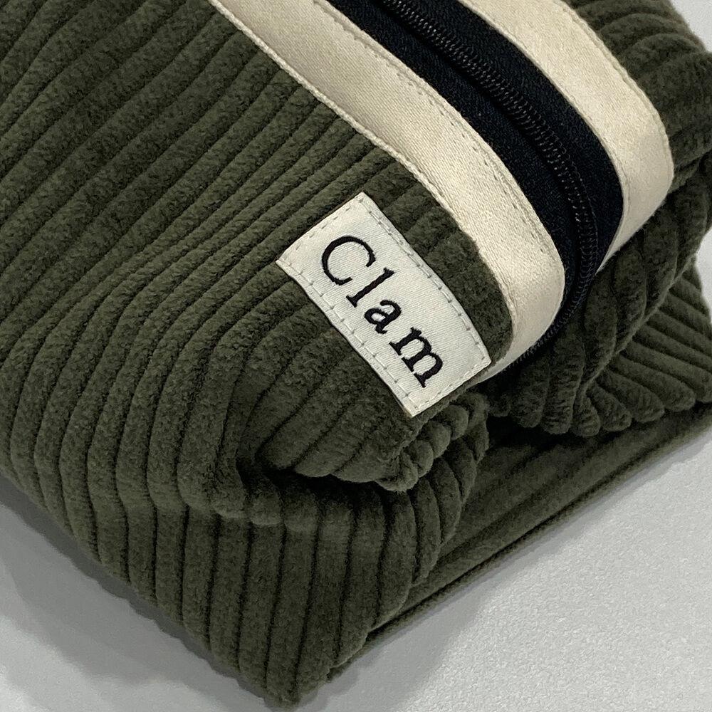 Clam round pouch _ Corduroy khaki