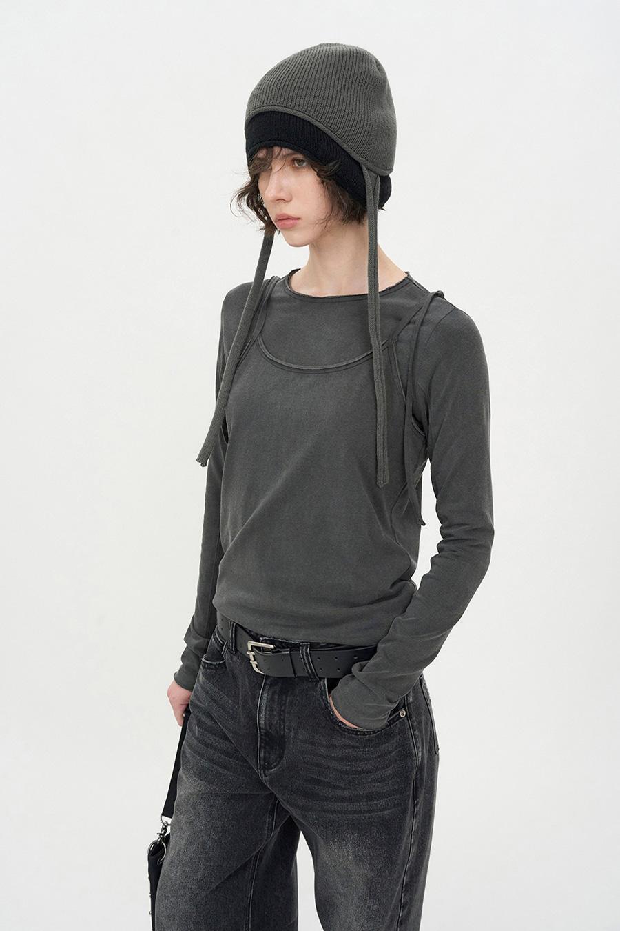 워시드 투웨이 롱슬리브 CHARCOAL