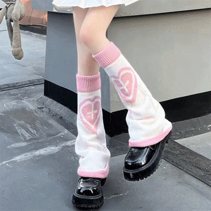 율리샵 하트니트레그워머 다리워머 발토시 하이틴룩 키치코디 락시크