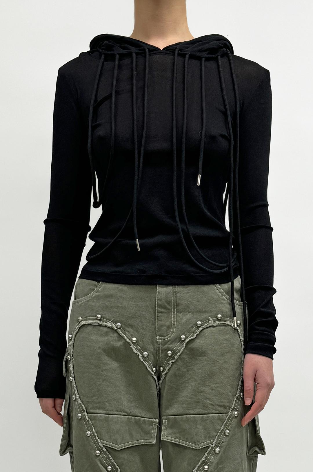 .tunnel hood LS tee black